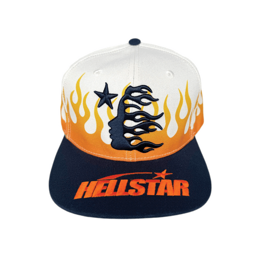 Hellstar Flame Vintage Snapback Hat Cream/Navy