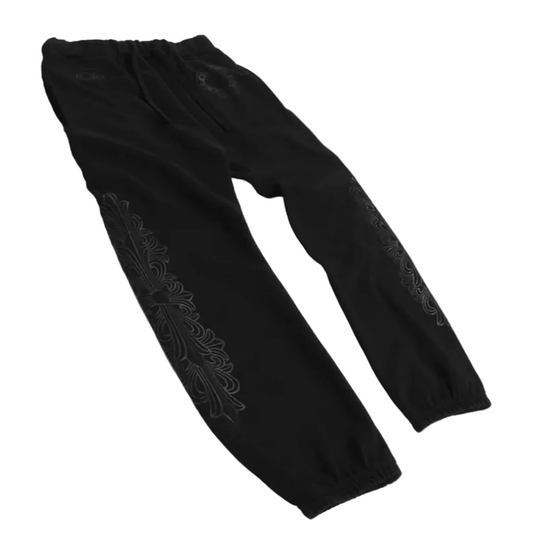Chrome Hearts Horseshoe Floral Cross Sweatpants Black
