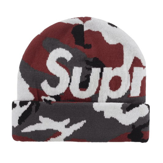 Supreme Camo Big Logo Beanie Red Camo