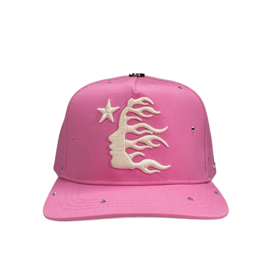 Hellstar OG Logo Hat Snapback Rhinestones Pink