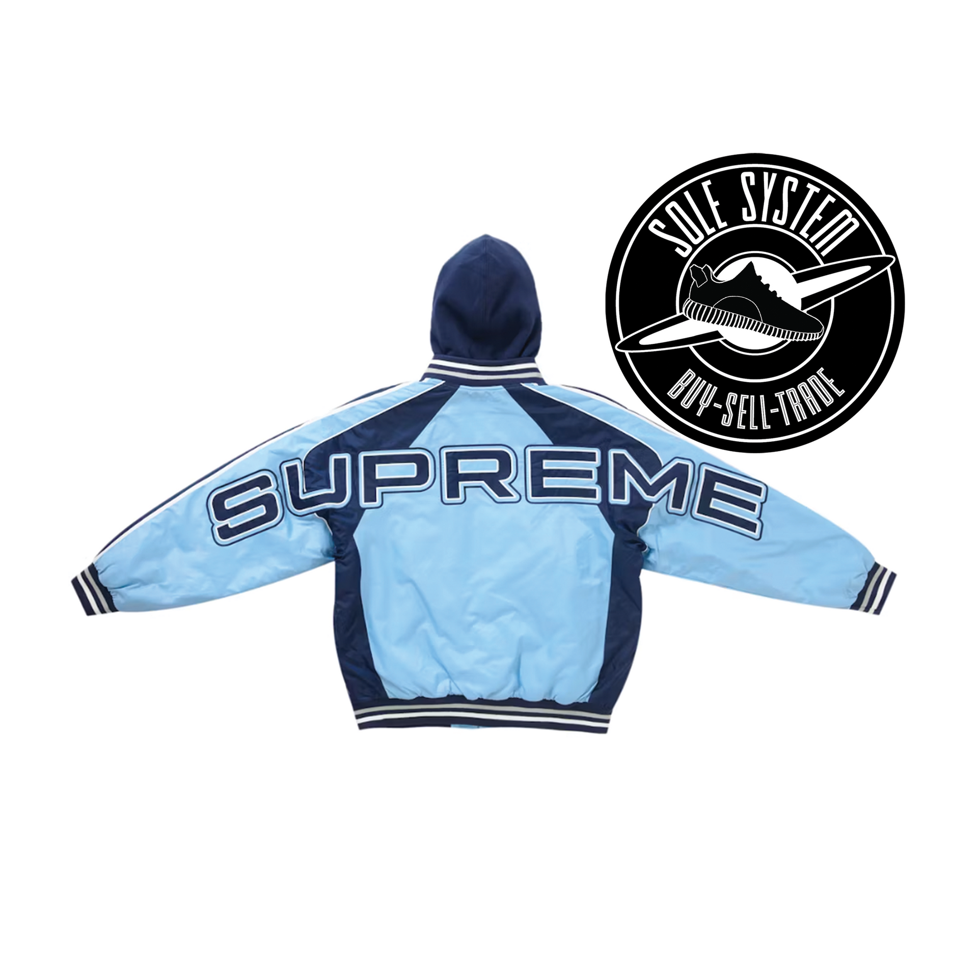 Supreme Hooded Stadium Jacket Blue – Sole System