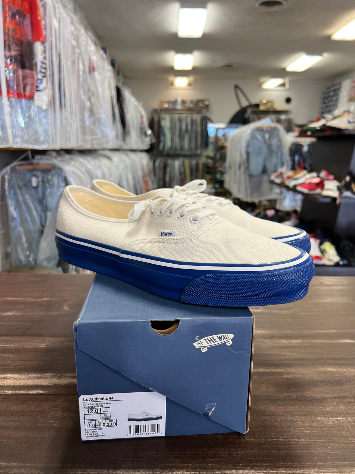 Vans Premium Authentic White Blue Midsole