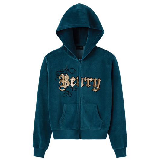 GV Gallery Paris Hilton Velour Zip Up Teal