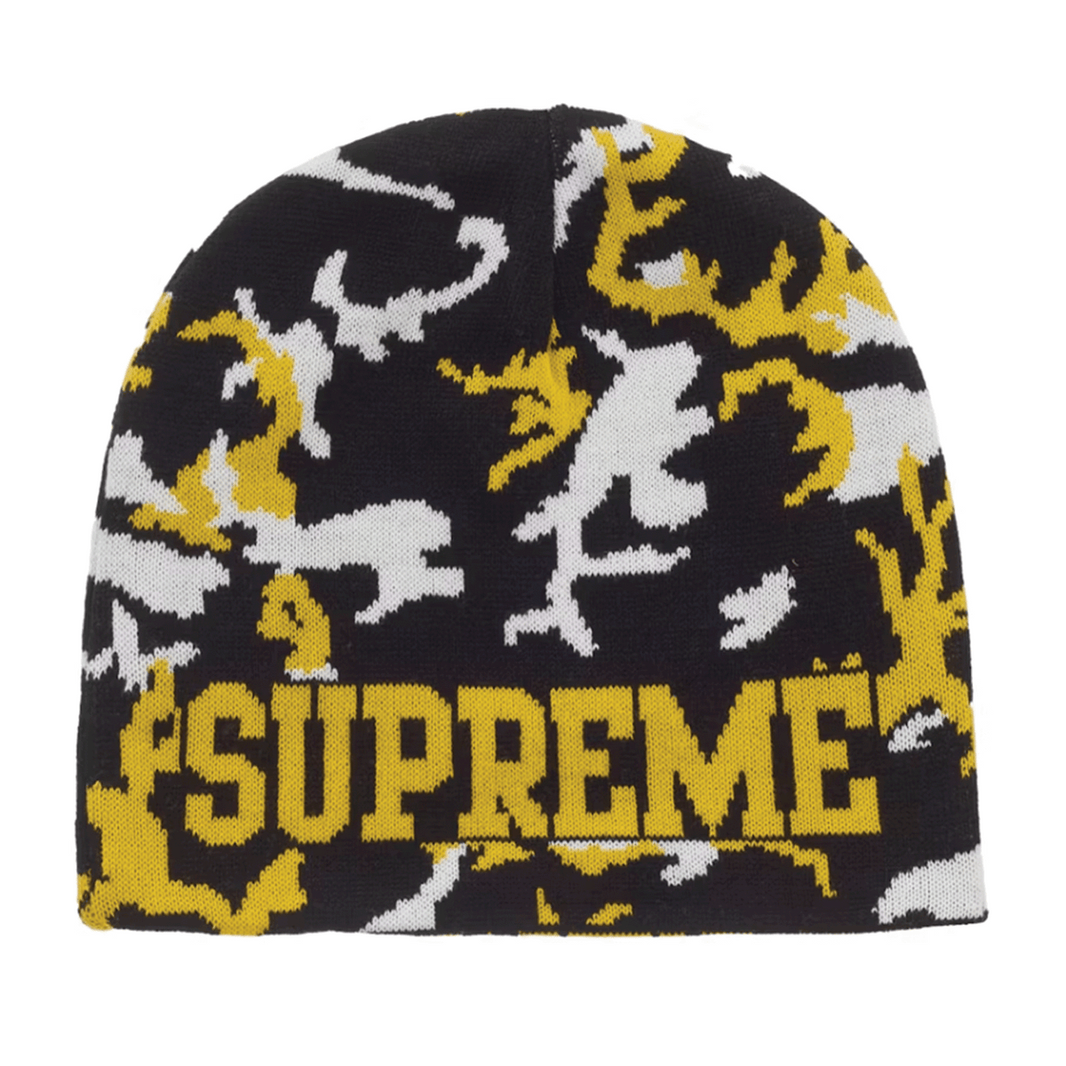 Supreme Reversible Camo Beanie Black Yellow