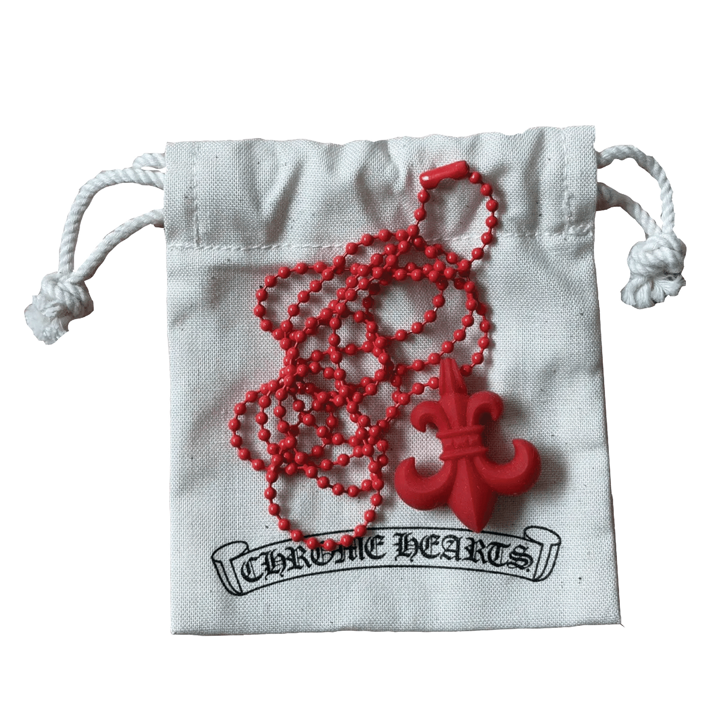 Chrome Hearts BS Fleur Pendant Necklace Red