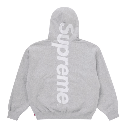 Supreme Satin Appliqué Hoodie Grey