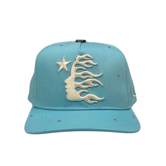 Hellstar OG Logo Hat Snapback Rhinestones Baby Blue