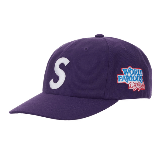 Supreme World Famous S Logo 6-Panel Hat Purple