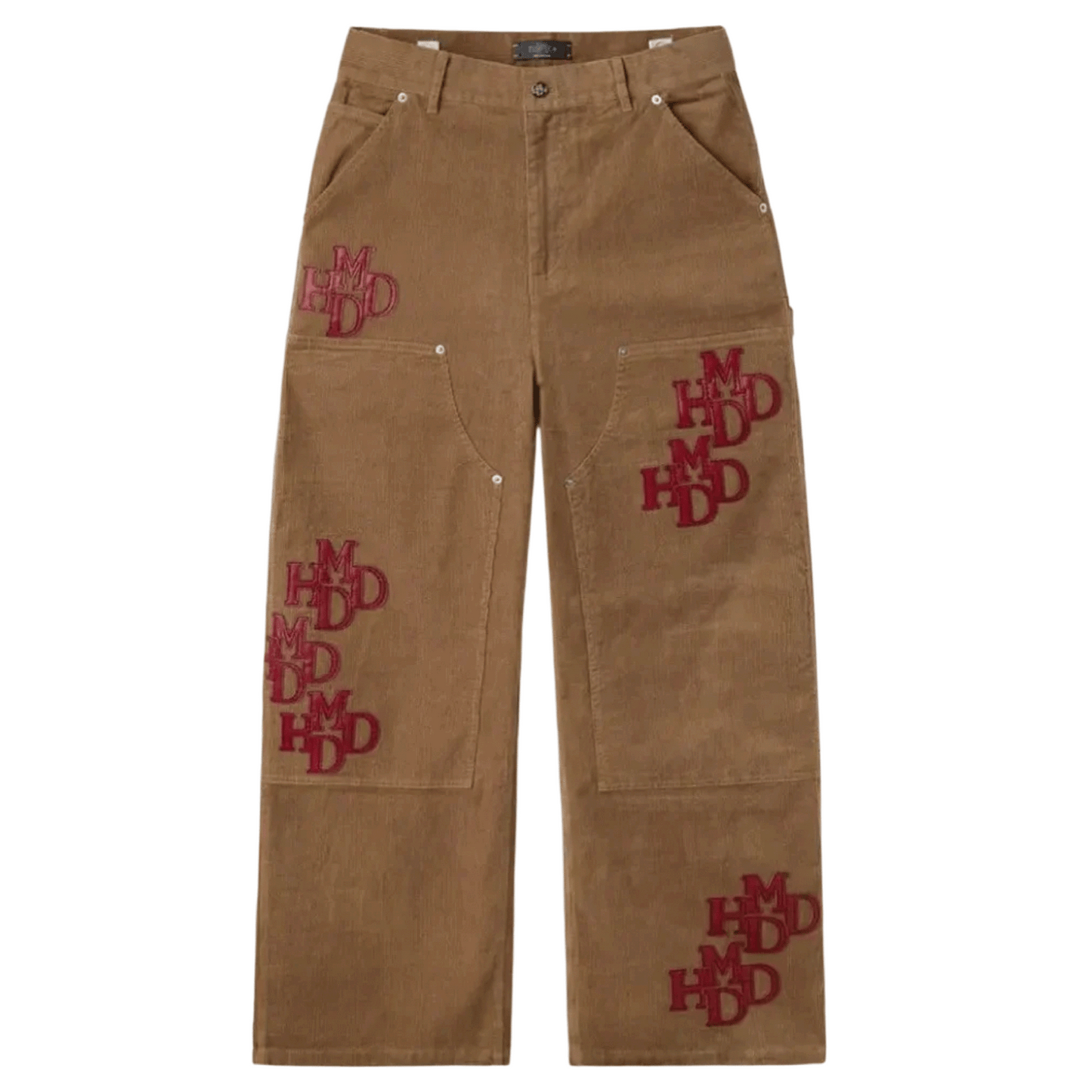 HMDD Leather Patch Corduroy Pants Brown