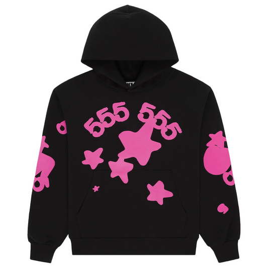 Sp5der Angel Number Beluga Hoodie Black
