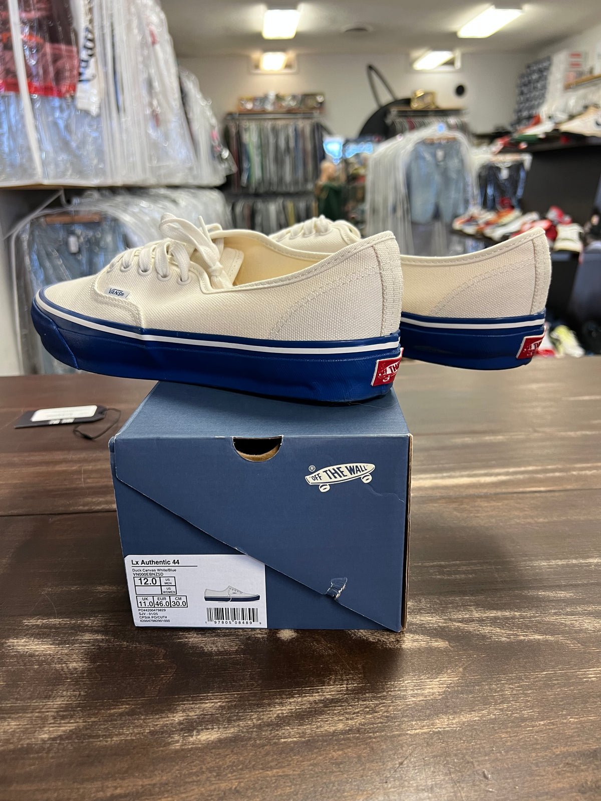 Vans Premium Authentic White Blue Midsole