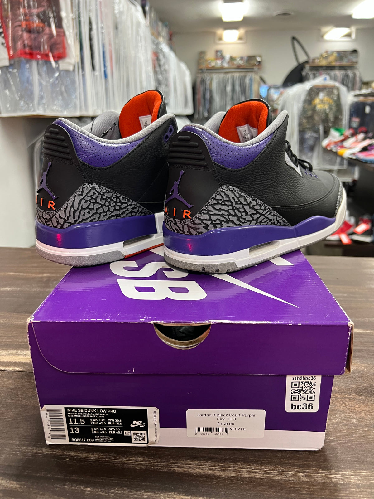 Jordan 3 Black Court Purple