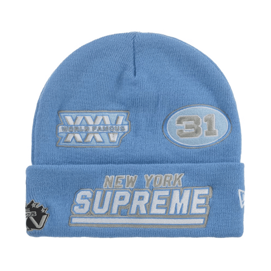 Supreme New Era Football Beanie Light Blue