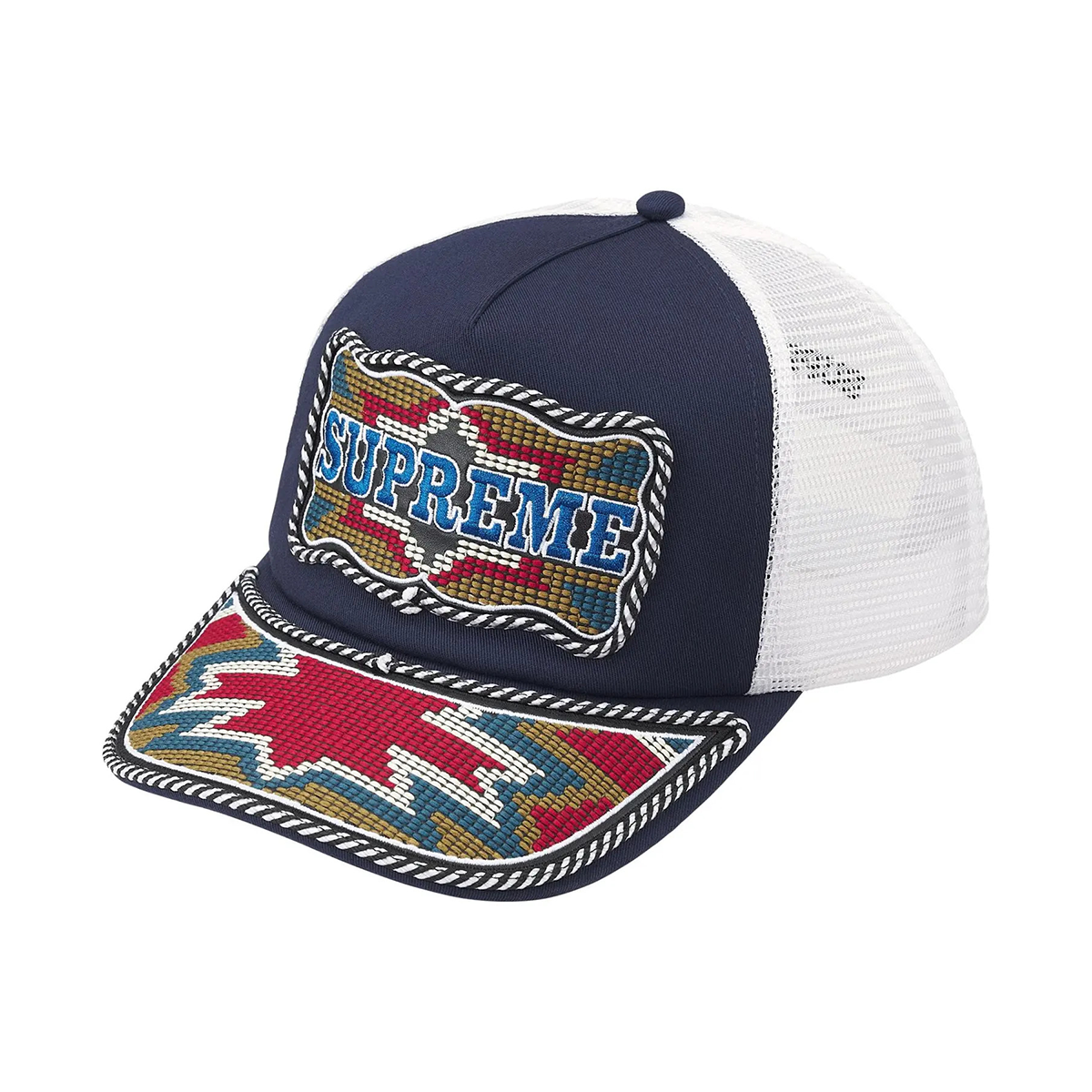 Supreme Western Embroidered Mesh 5-Back Panel Navy