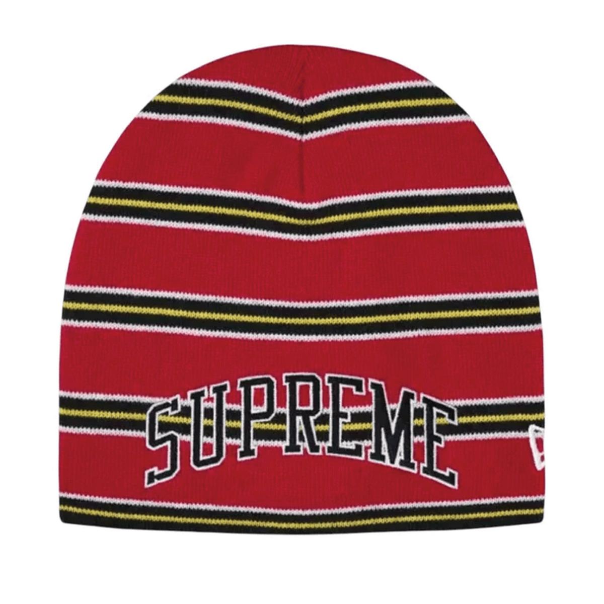Supreme New Era Stripe Beanie Red
