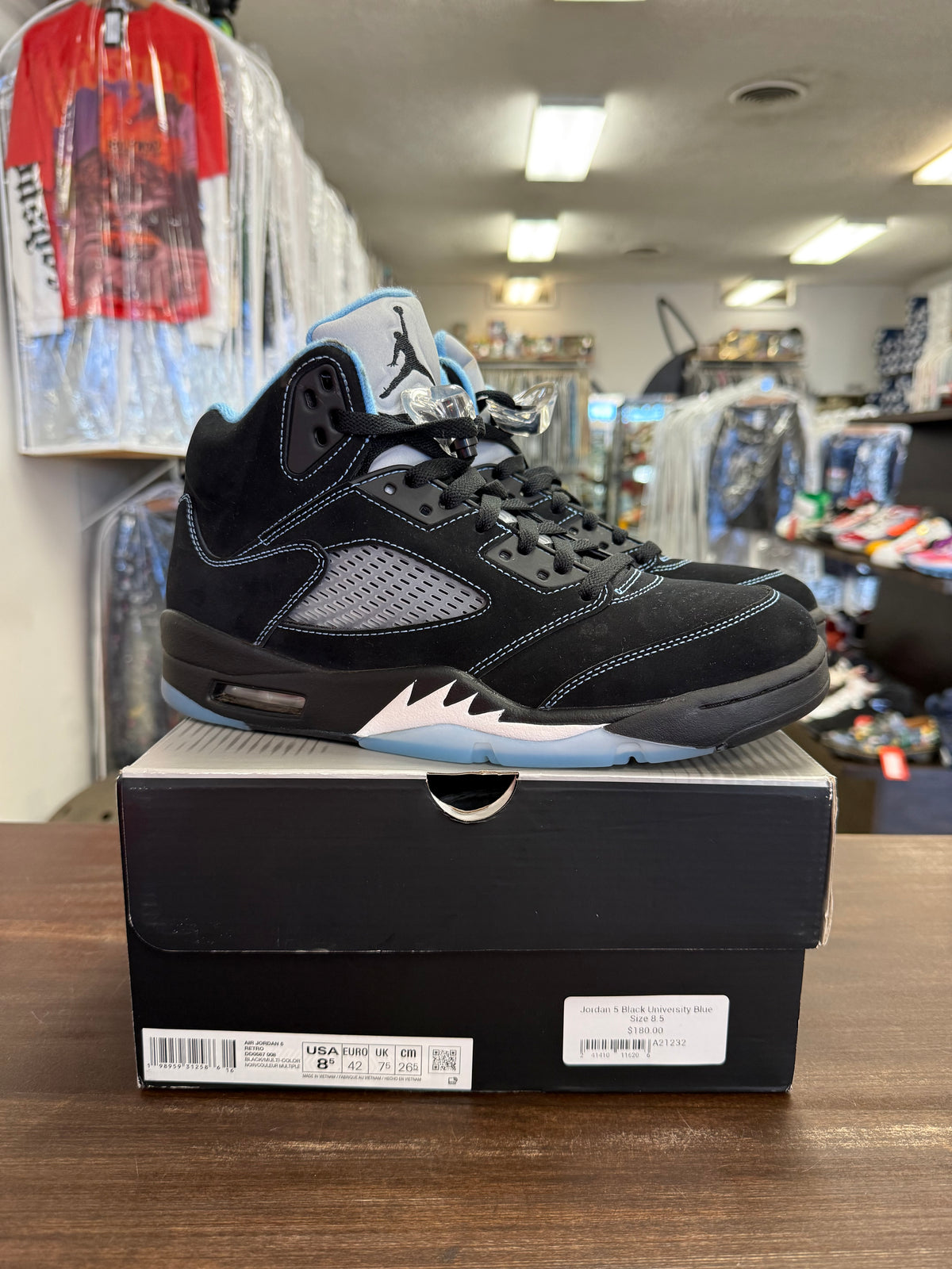 Jordan 5 Black University Blue