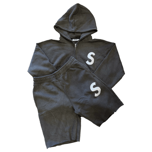 Solitaire S Logo Sweatsuit Grey Grey White