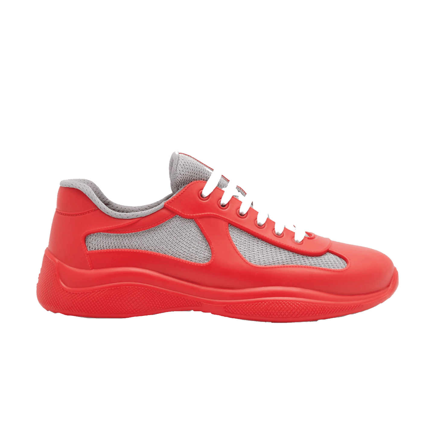 Prada Americas Cup Rubber Trainer Sneakers Red Grey