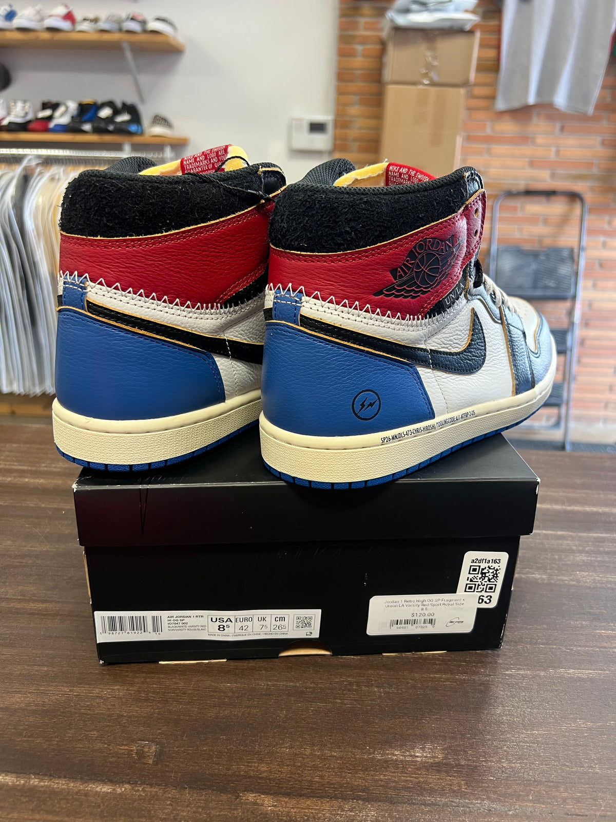 Jordan 1 Retro High OG SP Fragment x Union LA Varsity Red Sport Royal