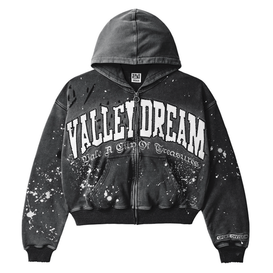 Vale Forever Black Paint Zip Up Hoodie