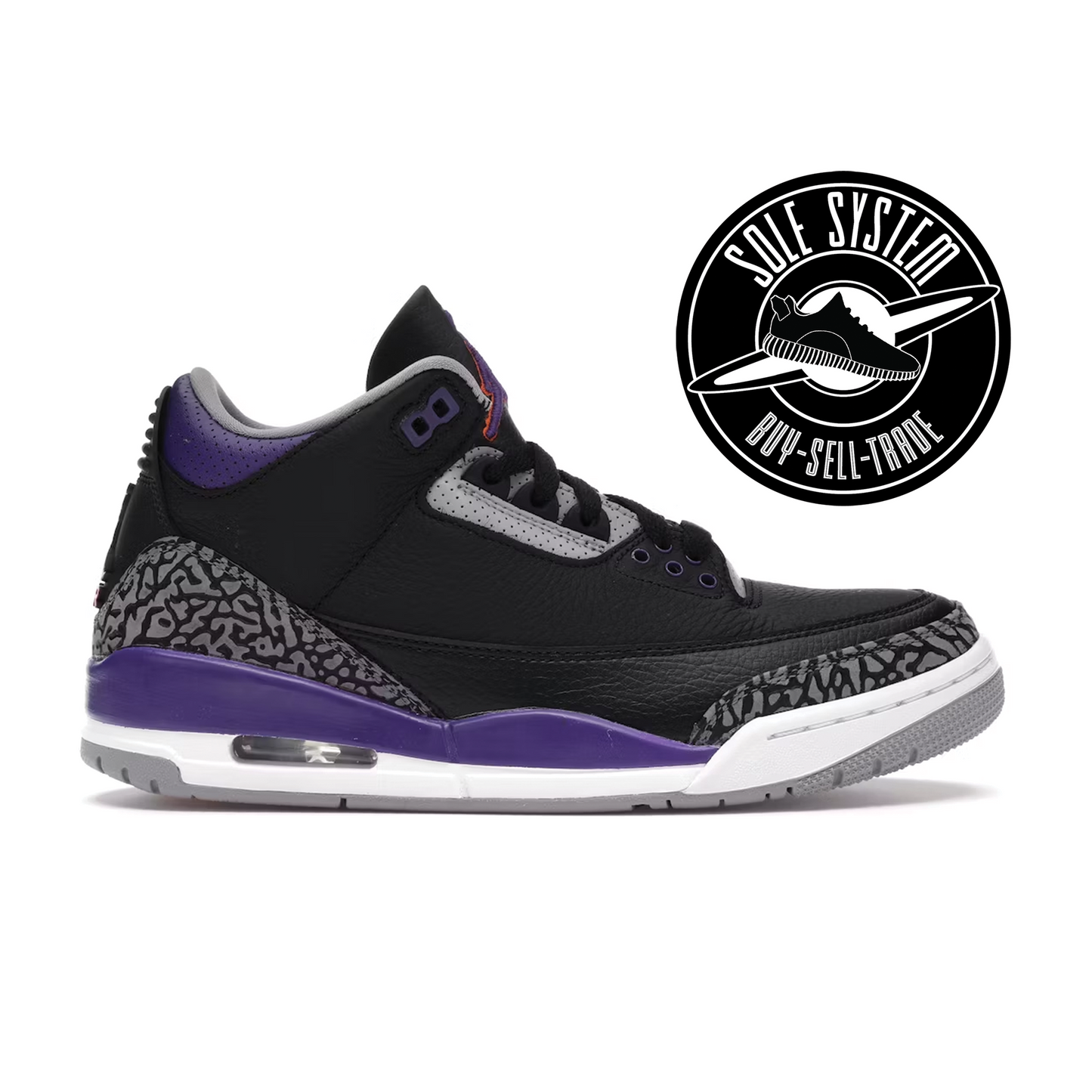 Jordan 3 Retro Black Court Purple