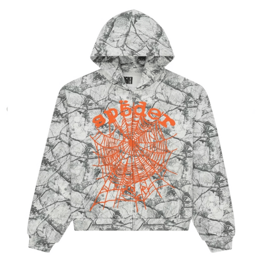 Sp5der Real Tree OG Web V2 Zip Hoodie White Camo