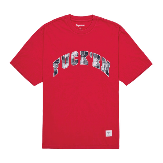 Supreme Fuck Em Plaid S/S Top Red