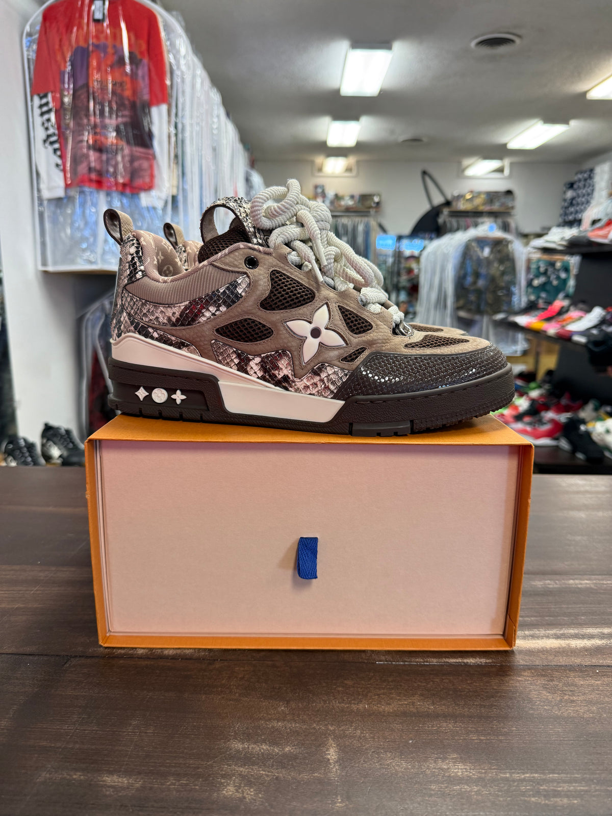 LV Skate Sneaker Brown Python