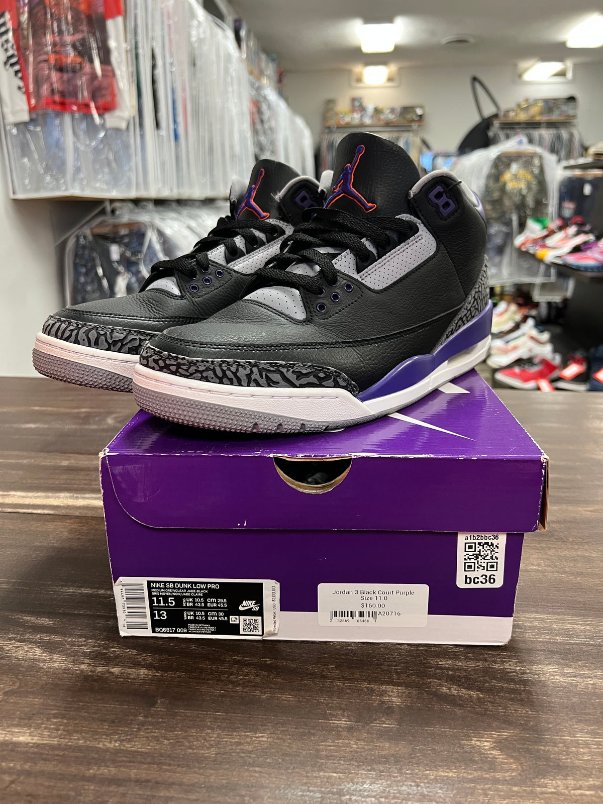 Jordan 3 Black Court Purple