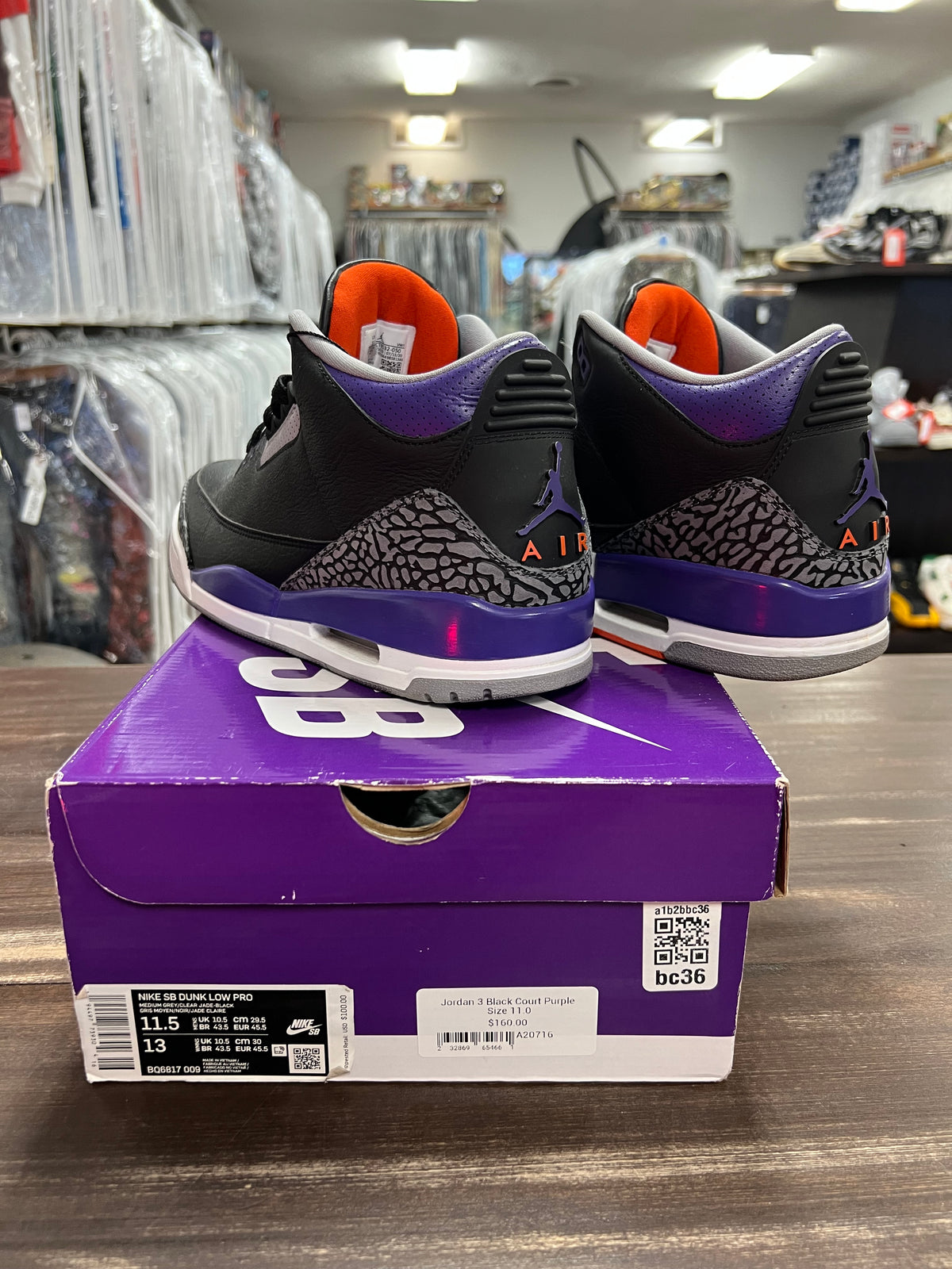 Jordan 3 Black Court Purple