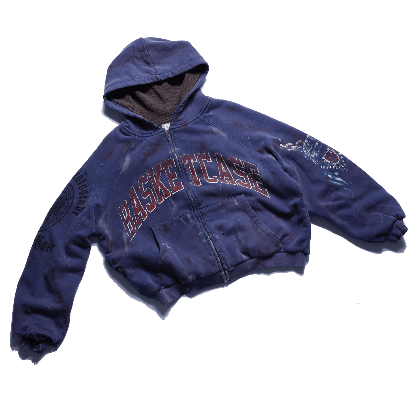 Basketcase BULLDOG V2 Thermal Lined Hoodie Navy Paint Splatter