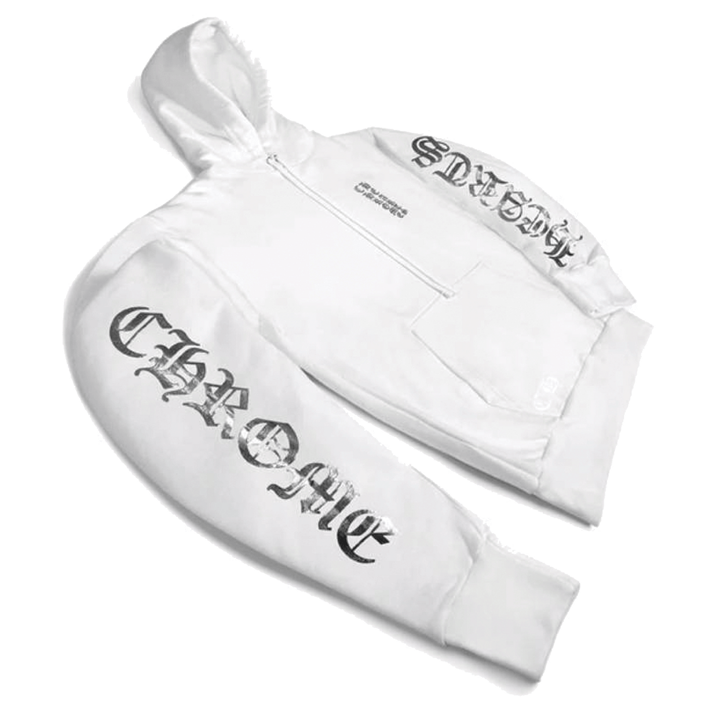 Chrome Hearts White Hoodie Silver Foil Lettering