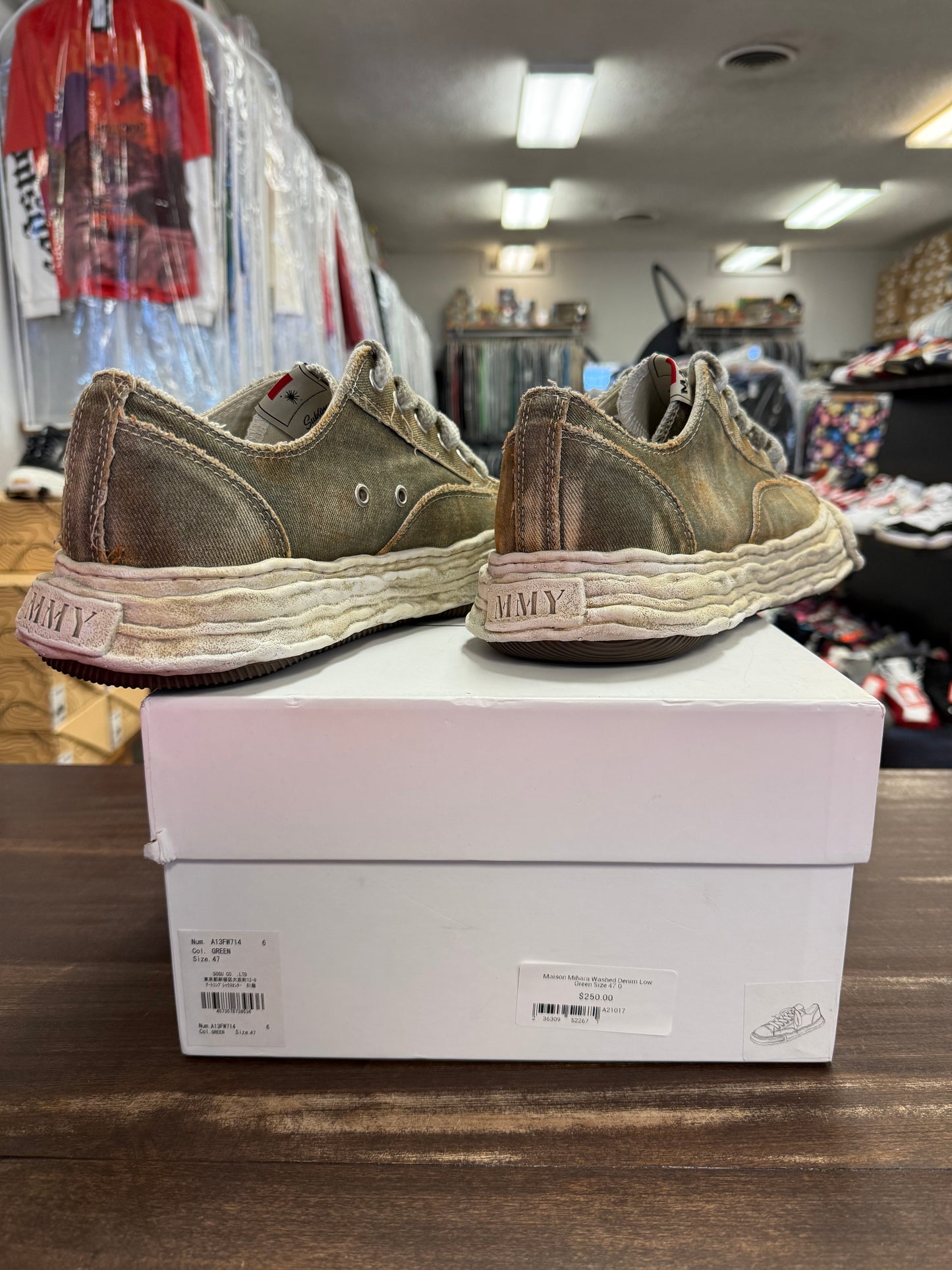 Maison Mihara Washed Denim Low Green