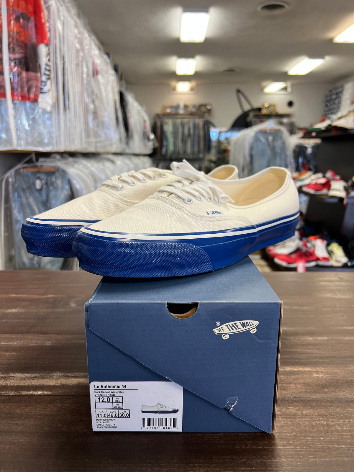 Vans Premium Authentic White Blue Midsole