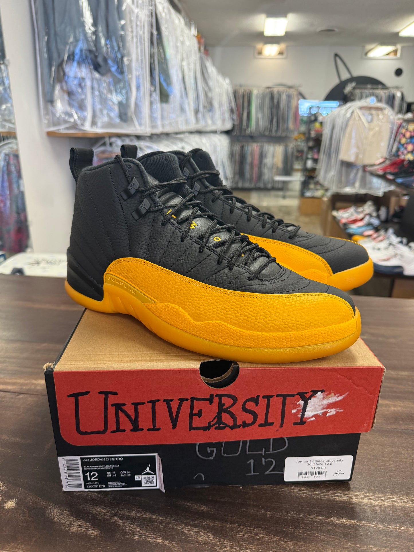 Jordan 12 Black University Gold