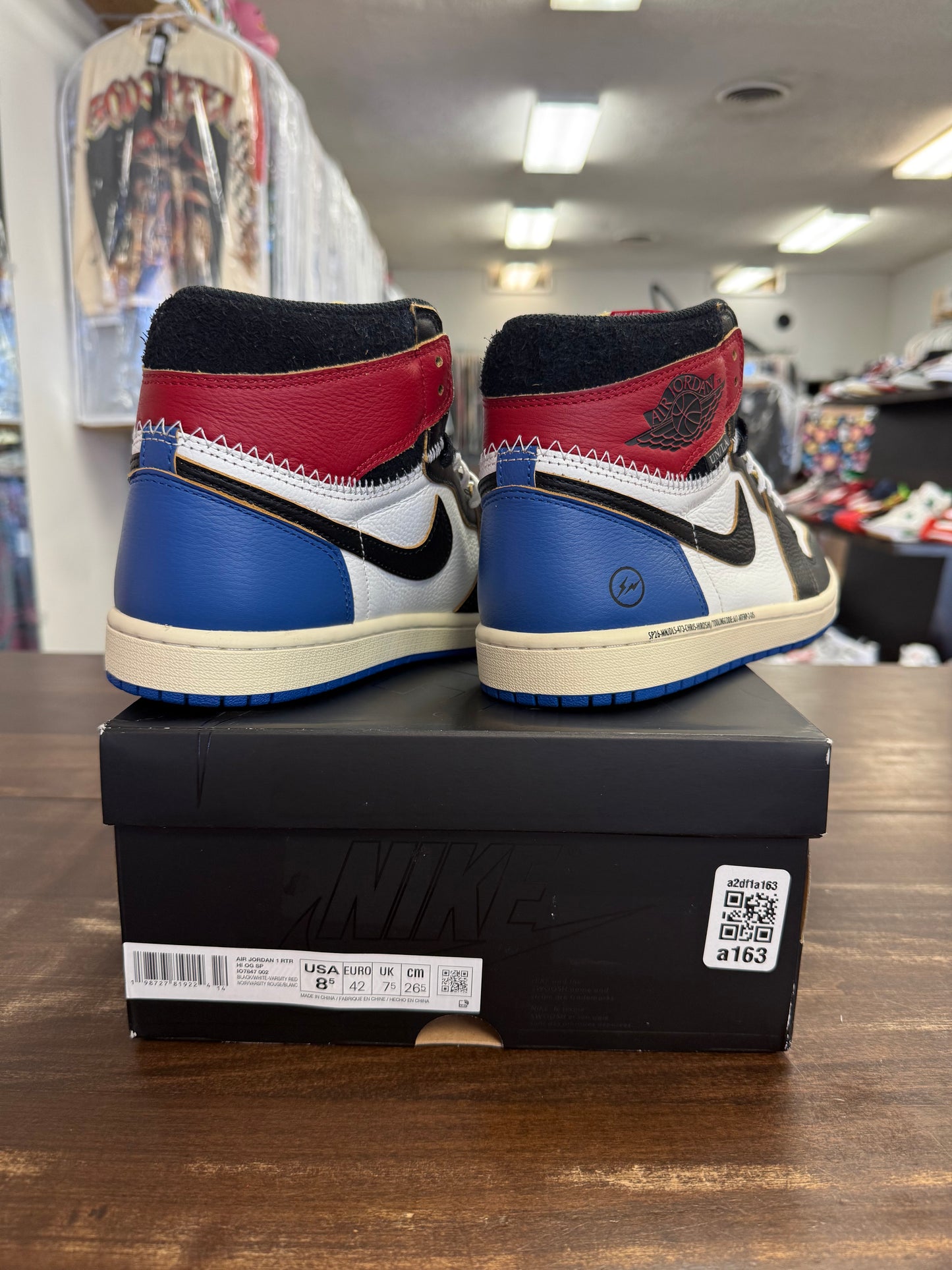 Jordan 1 Retro High OG SP Fragment x Union LA Varsity Red Sport Royal