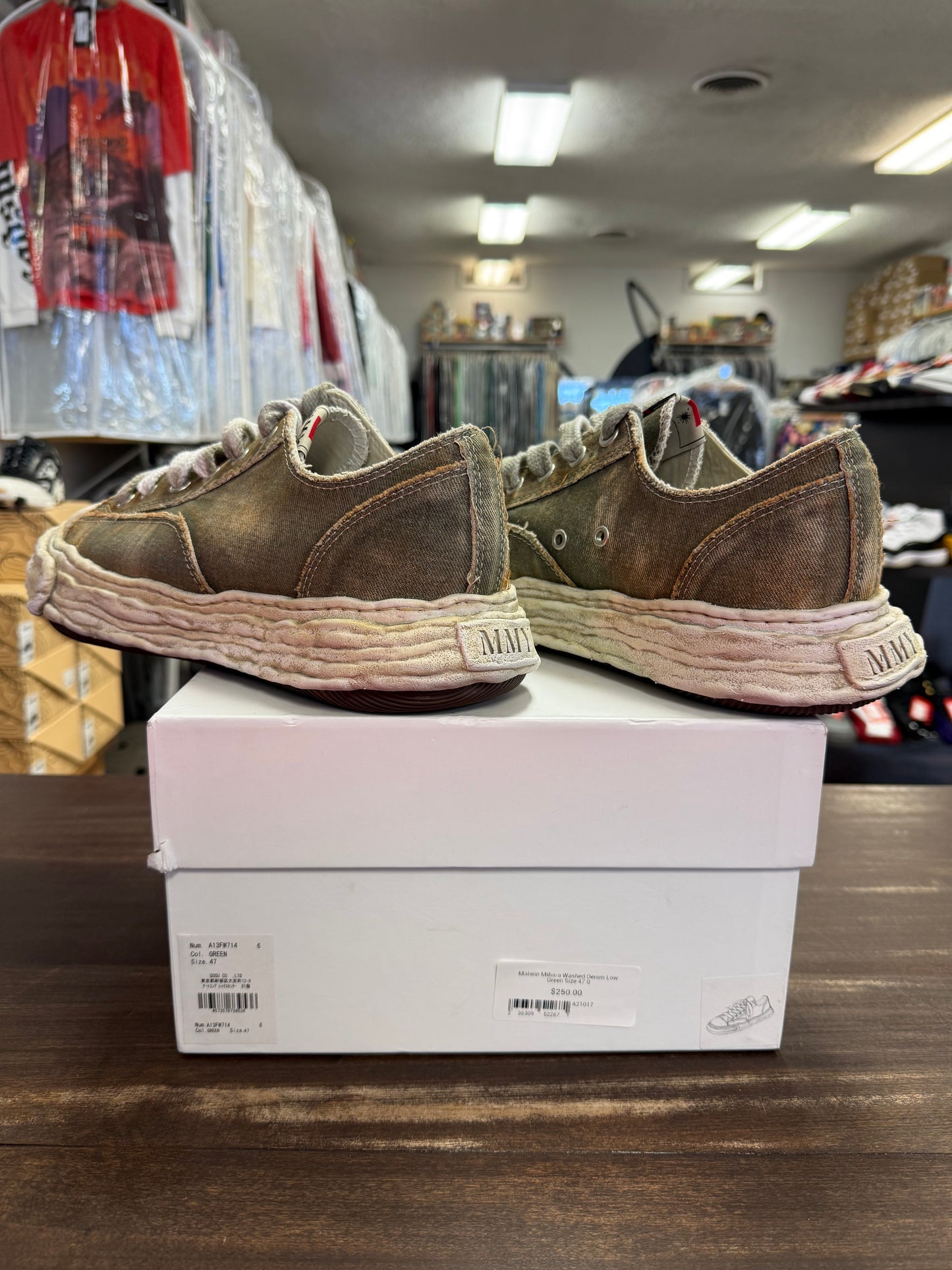 Maison Mihara Washed Denim Low Green