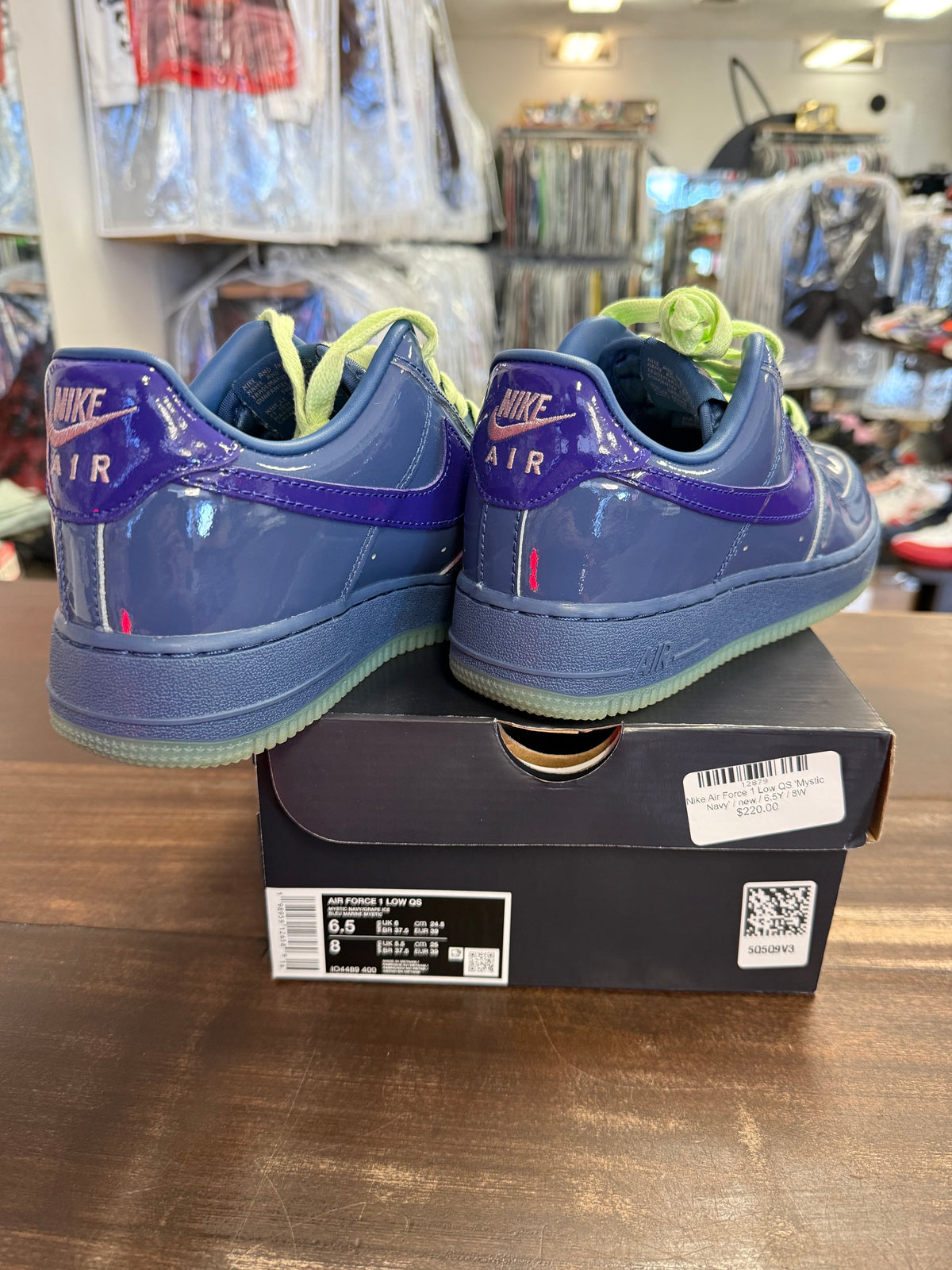 Nike Air Force 1 Low Patent Leather Mystic Navy Grape Ice