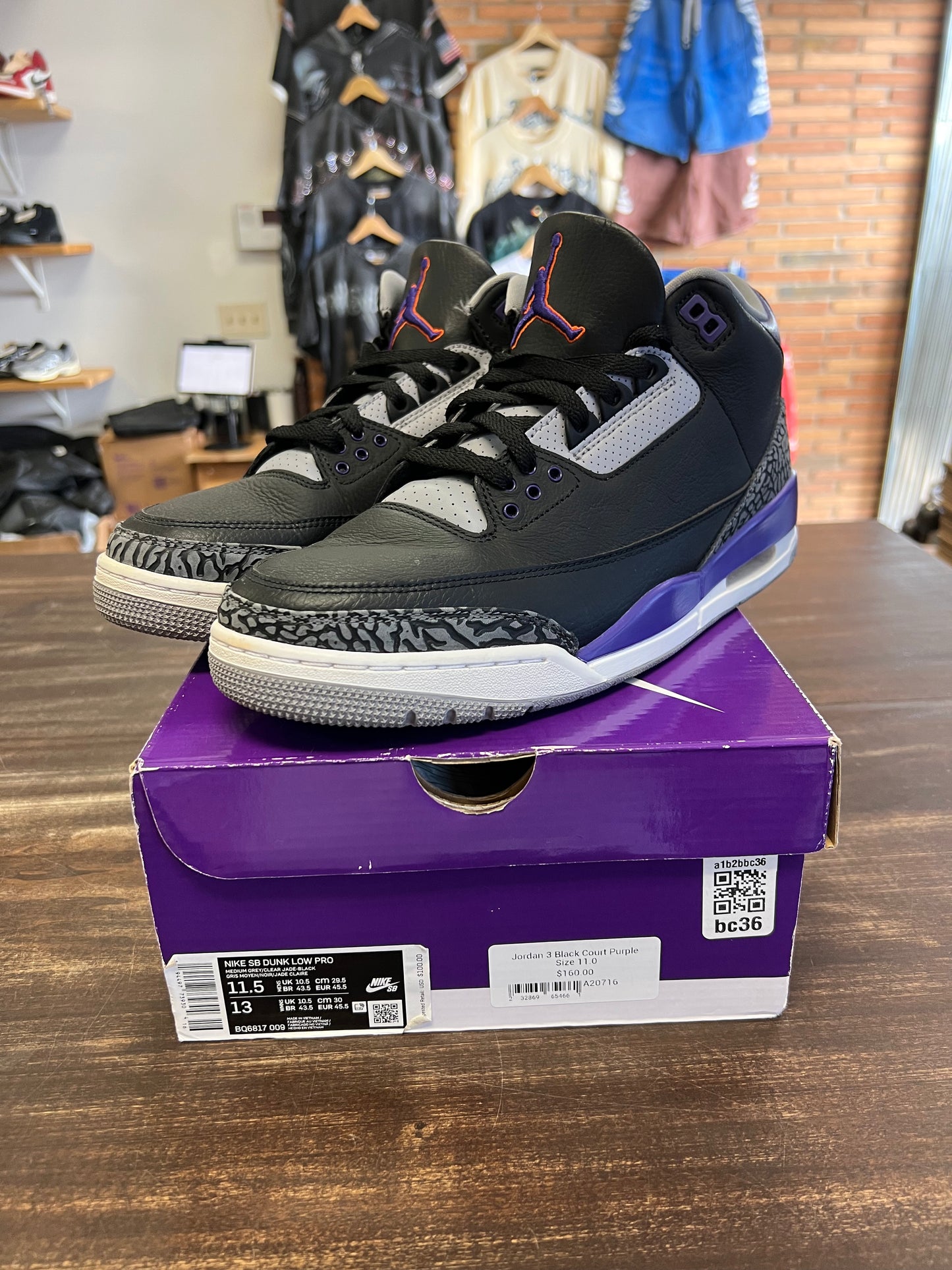 Jordan 3 Black Court Purple
