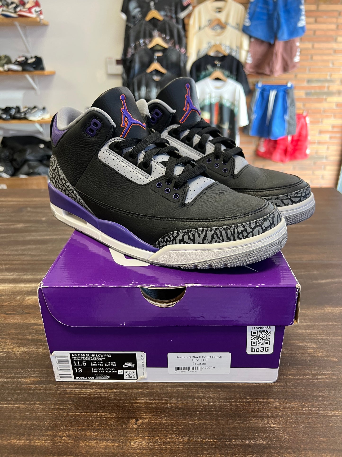 Jordan 3 Black Court Purple