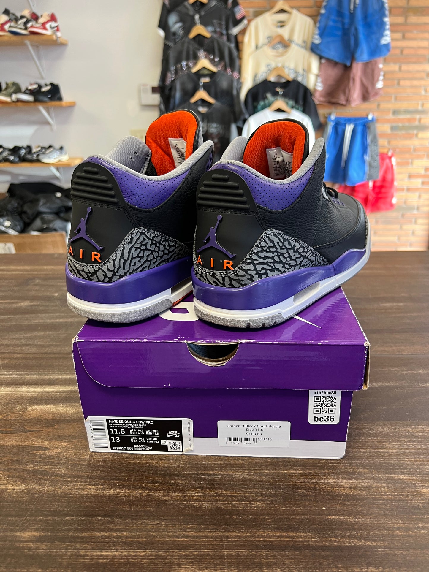 Jordan 3 Black Court Purple