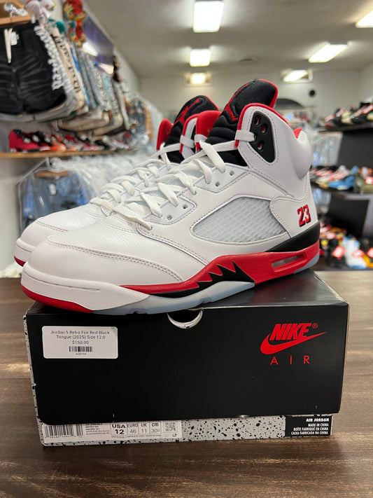 Jordan 5 Retro Fire Red Black Tongue (2025)