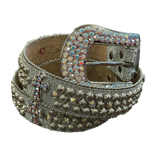 B.B. Simon Belt Pink Silver Cross