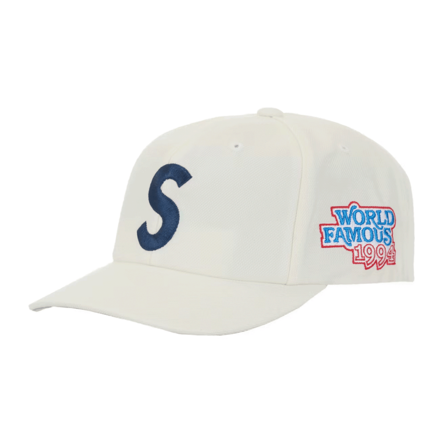 Supreme World Famous S Logo 6-Panel Hat White