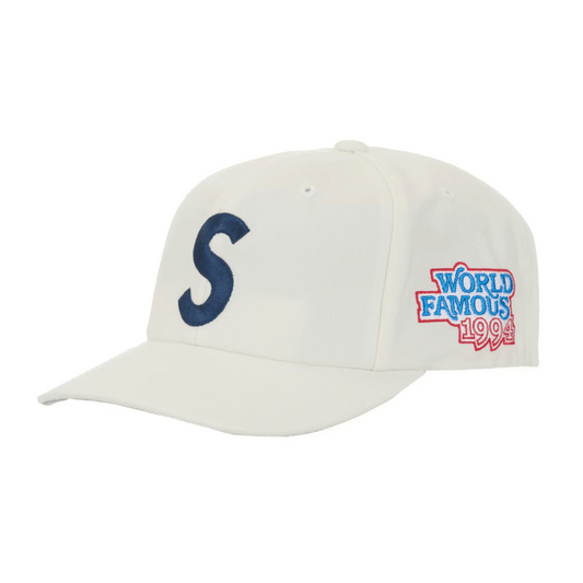 Supreme World Famous S Logo 6-Panel Hat White
