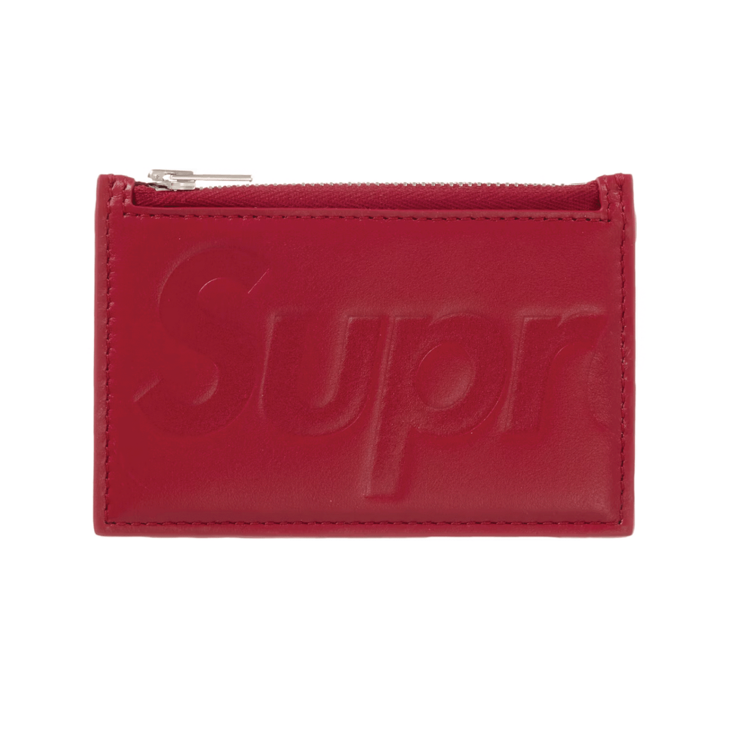 Supreme Leather Zip Card Holder Red