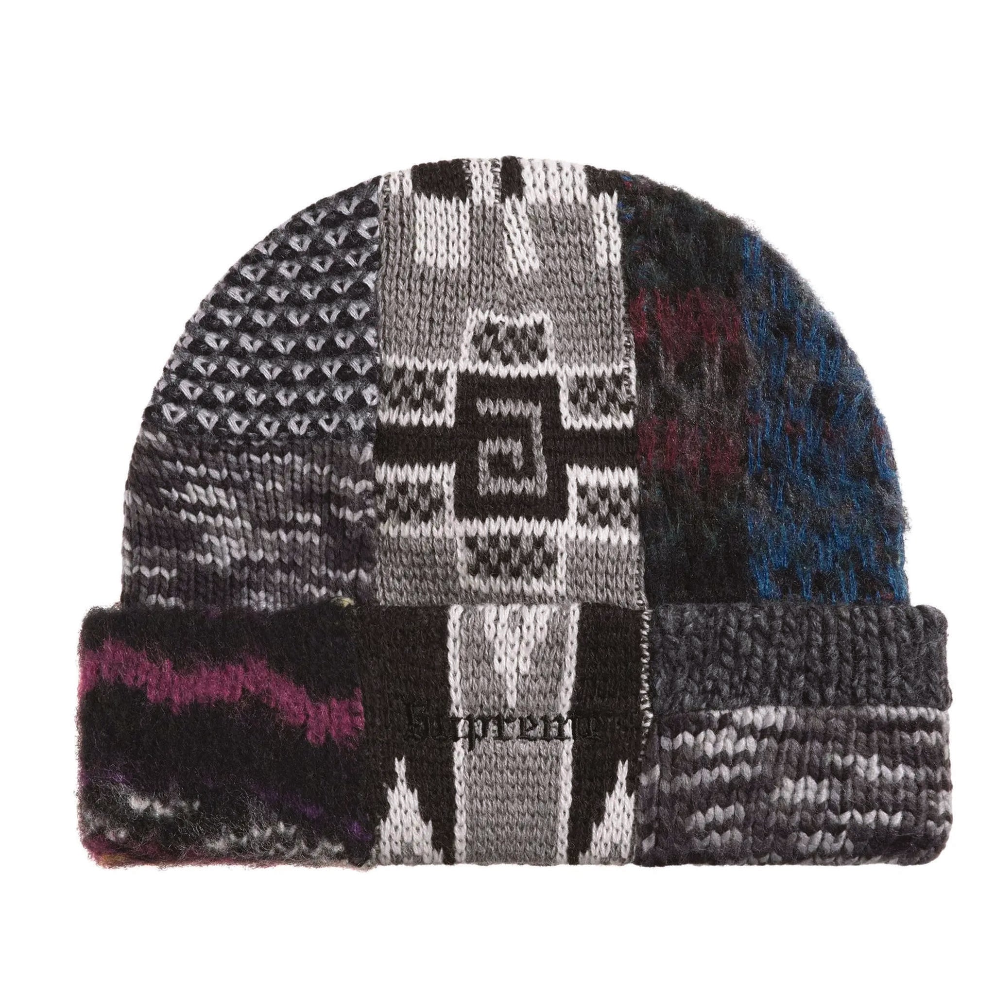 帽子 Supreme Patchwork Beanie Grey Supreme Patchwork Beanie Grey – Sole System