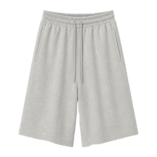 Long Fleece Baggy Shorts Grey