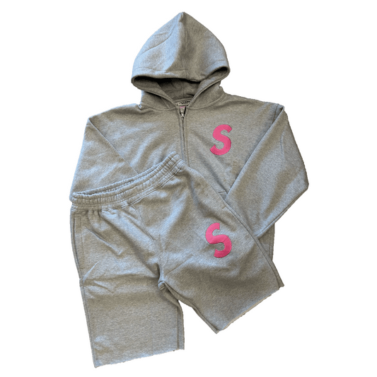Solitaire S Logo Sweatsuit Grey Pink