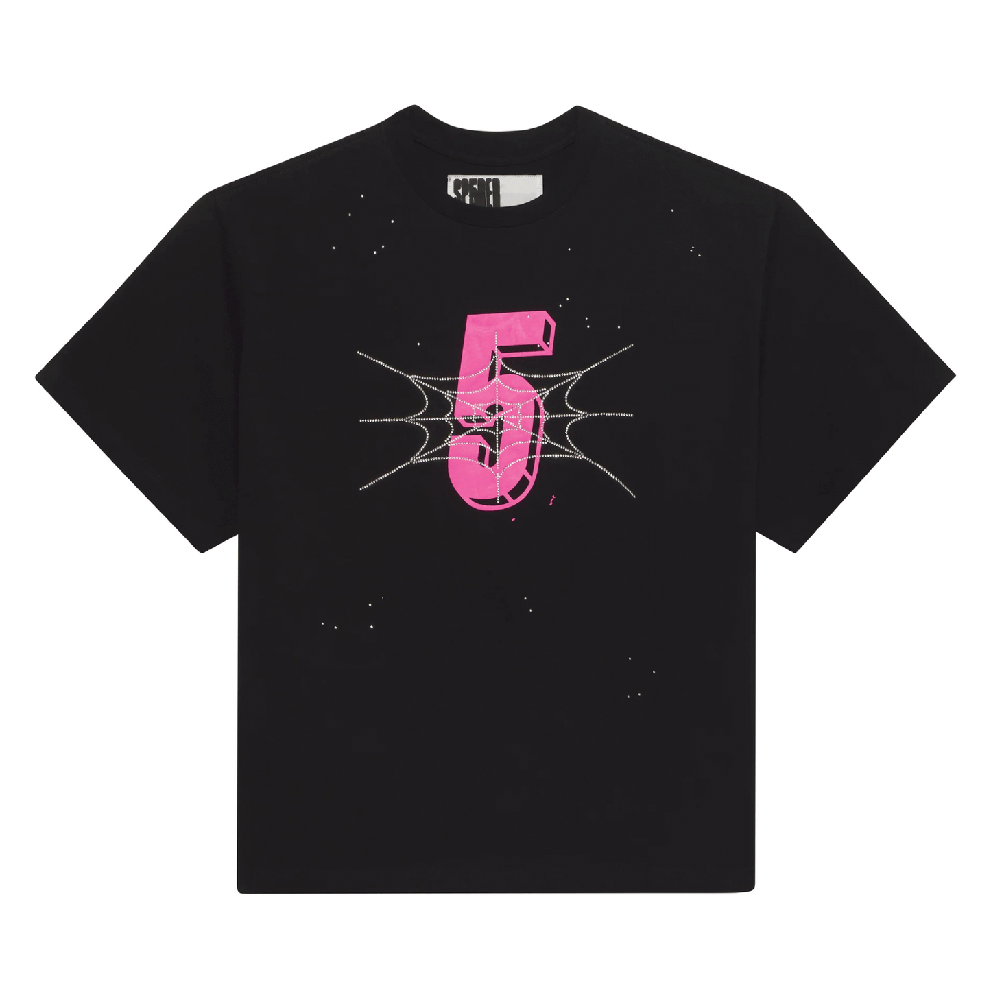 SP5DER PAVOUK RHINESTONE TEE BLACK